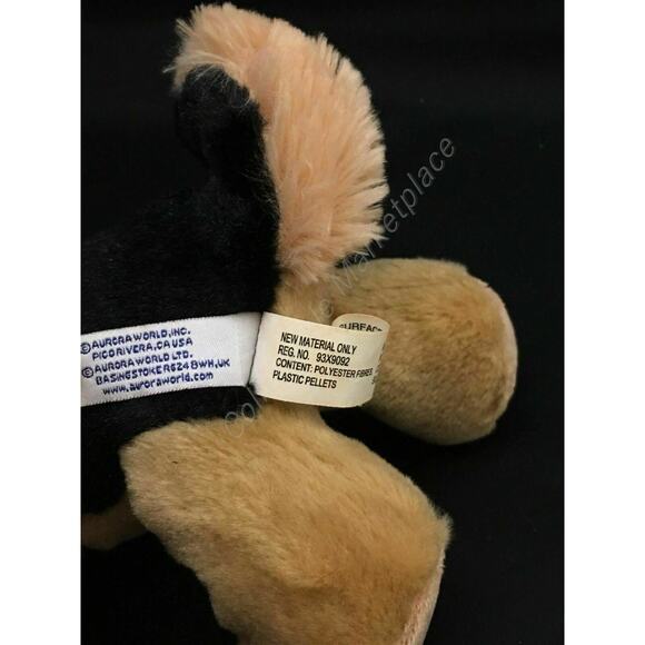 8" Aurora Floppy Flopsie Brown & Black Shepard Puppy Beanbag Plush - Picture 6 of 8